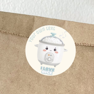 Reiskocher in Liebe Kawaii-Aufkleber Runder Aufkleber