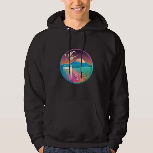 Reismilch Synthwave 80er Retrowave-Ästhetik Hoodie (Vorderseite)
