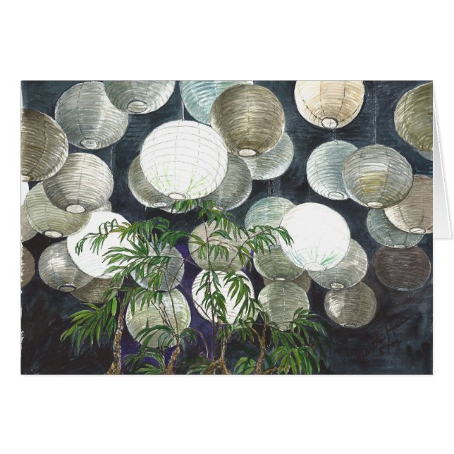 Reispapierlampen, die von der Decke - L hängen (Vorderseite (Horizontal))