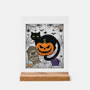 Reiß Halloween Schwarze Katze Kürbis Grabstein Kes Acrylschild