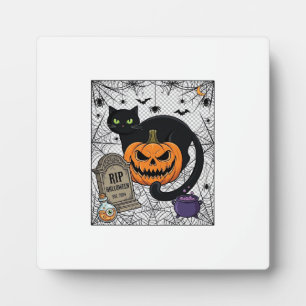 Reiß Halloween schwarze Katze Kürbis Grabstein Kes Fotoplatte