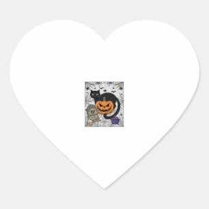Reiß Halloween schwarze Katze Kürbis Grabstein Kes Herz-Aufkleber