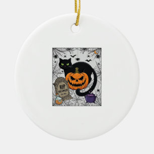 Reiß Halloween schwarze Katze Kürbis Grabstein Kes Keramik Ornament