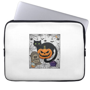 Reiß Halloween schwarze Katze Kürbis Grabstein Kes Laptopschutzhülle