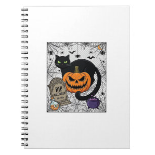Reiß Halloween schwarze Katze Kürbis Grabstein Kes Notizblock