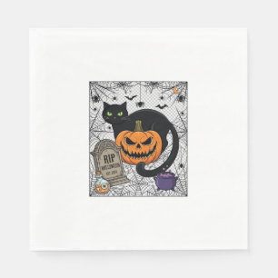 Reiß Halloween schwarze Katze Kürbis Grabstein Kes Serviette