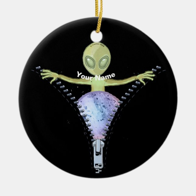 Reißverschluss-Alien  Keramik Ornament (Vorne)