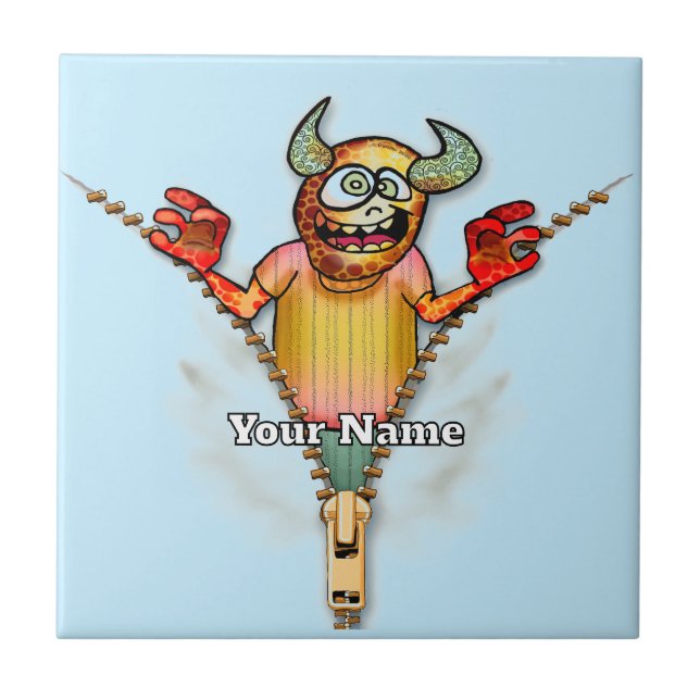 Reißverschluss-Monster Fliese (Vorderseite)