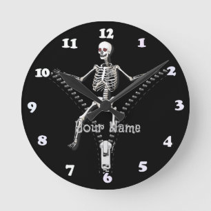 Reißverschluss Skelett Runde Wanduhr