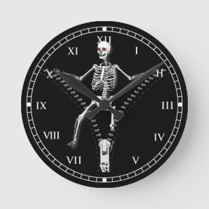 Reißverschluss Skelett Runde Wanduhr