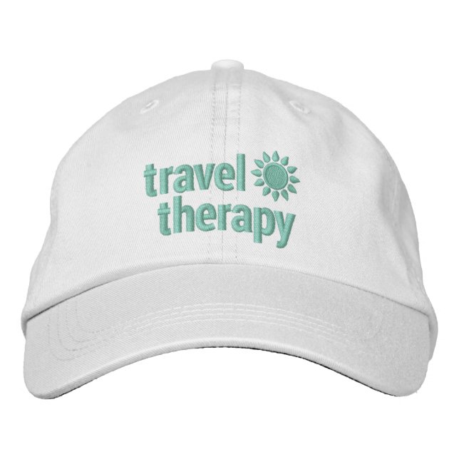 Reistherapie bestickt Hat White & Mint Green Bestickte Baseballkappe (Vorderseite)