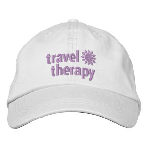 Reistherapie bestickter Hut in White & Lavender