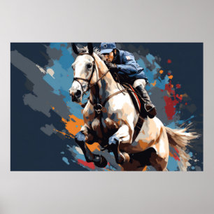 Reitaktion Sportmalerei Abstrakt Art Poster