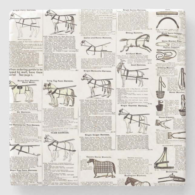 Reitantike Werbung Kunst Steinuntersetzer (Vorderseite)