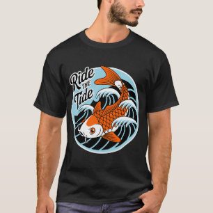 Reite auf der Gezeitenwelle und fische T-Shirt