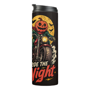 Reite die Nacht-Kürbis-Biker-Halloween-Motorrad  Thermosbecher