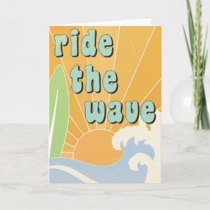 Reite die Welle Inspirierende Surfthemen-Positivit Karte