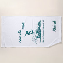"Reite die Welle" Motivierende Surfer-Illustration