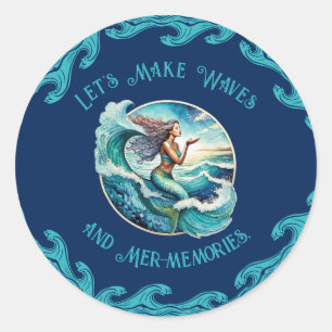 Reite die Wellen: Meer-Erinnerungen warten! Runder Aufkleber