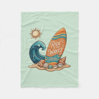Reite die Wellen Vintage-Strand-Decke Fleecedecke