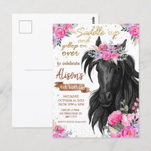 Reite los Pferde Geburtstagseinladung Postkarte