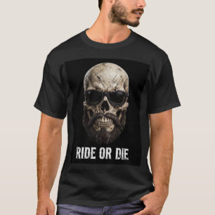 REITE ODER STIRB Bärtiger Biker-Totenkopf-Sonnenbr T-Shirt