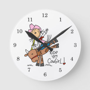 Reite Sie, Cowgirl T-Shirts und Geschenke Runde Wanduhr