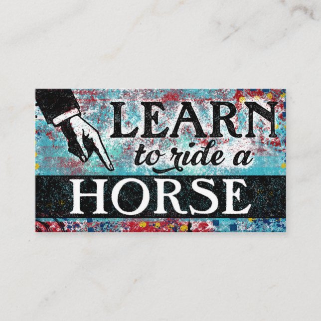 Reiten - Aqua Blue Business Card Visitenkarte (Vorderseite)