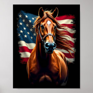 Reiten auf Pferden unter amerikanischer Flagge Poster