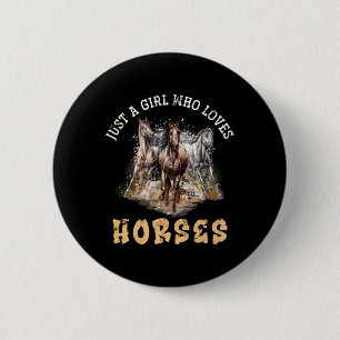 Reiten bei Tieren Girls - Geschenk für Frauen Button