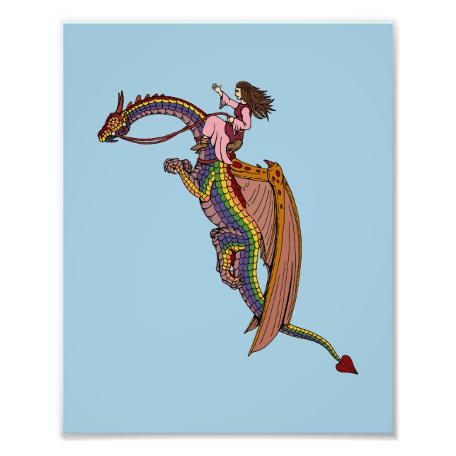 Reiten des Regenbogendrachen Fotodruck (Vorne)