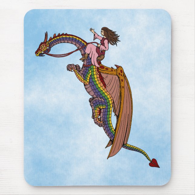 Reiten des Regenbogendrachen Mousepad (Vorne)