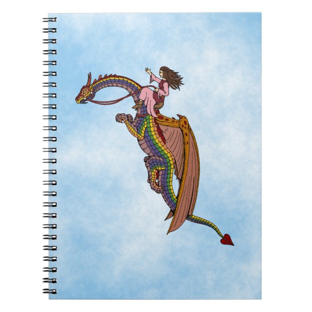 Reiten des Regenbogendrachen Notizblock (Vorderseite)