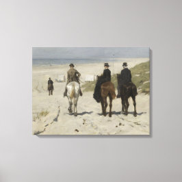 Reiten entlang des Strandes - Leinwand der Kunst