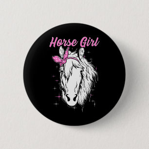 Reiten Girl Horseback Reitsport Button