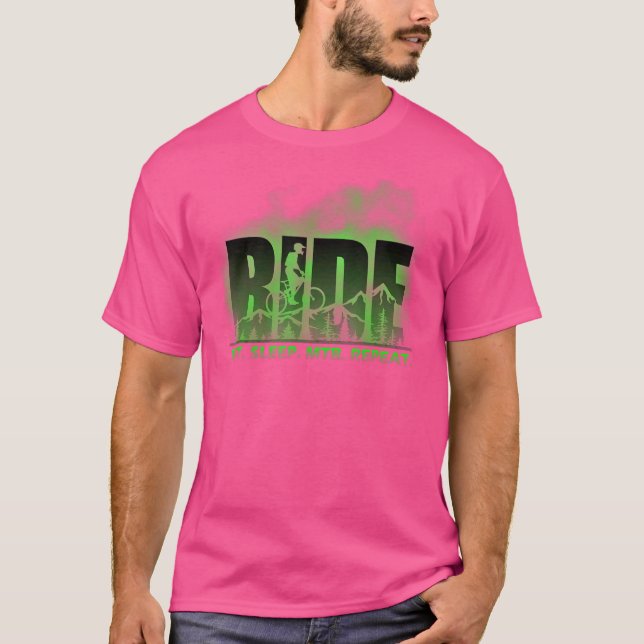 Reiten im Schlaf MTB Wiederholung des Mountainbike T-Shirt (Vorderseite)