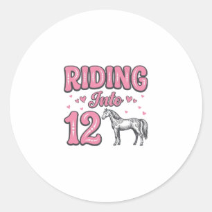 Reiten in 12 Pferdegeburtstags-Vektor-Design_1 Runder Aufkleber