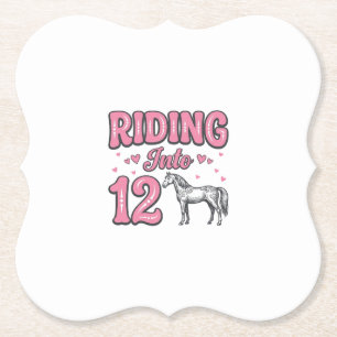 Reiten in 12 Pferdegeburtstags-Vektor-Design_1 Untersetzer