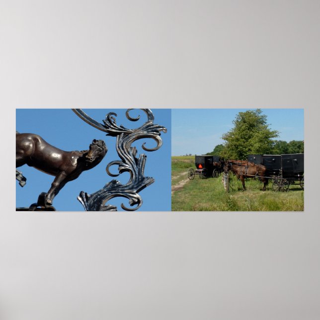 Reiten in der Stadt, Landpferde Poster (Vorne)