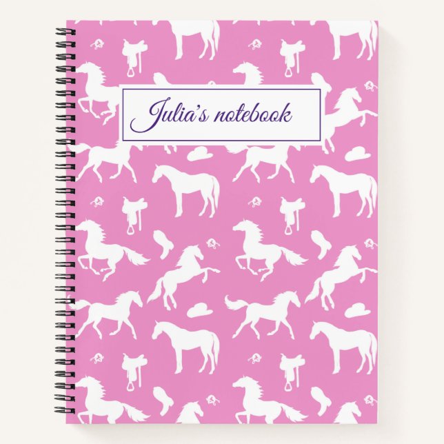 Reiten Individuelle Name Reittier Geschenk Rosa Notizbuch (Vorderseite)
