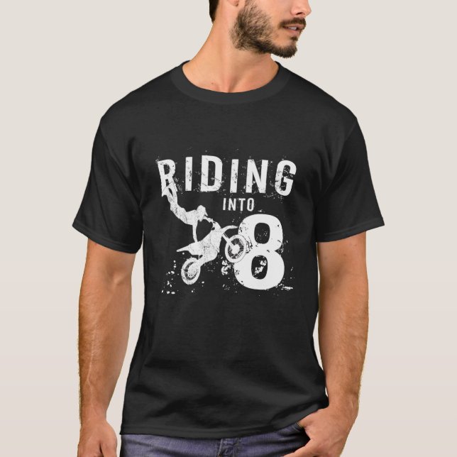 Reiten ins 8-jährige Junge Dirt Bike zum 8. Geburt T-Shirt (Vorderseite)