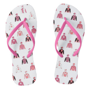 Reiten Jockey Pink White Flip Flops