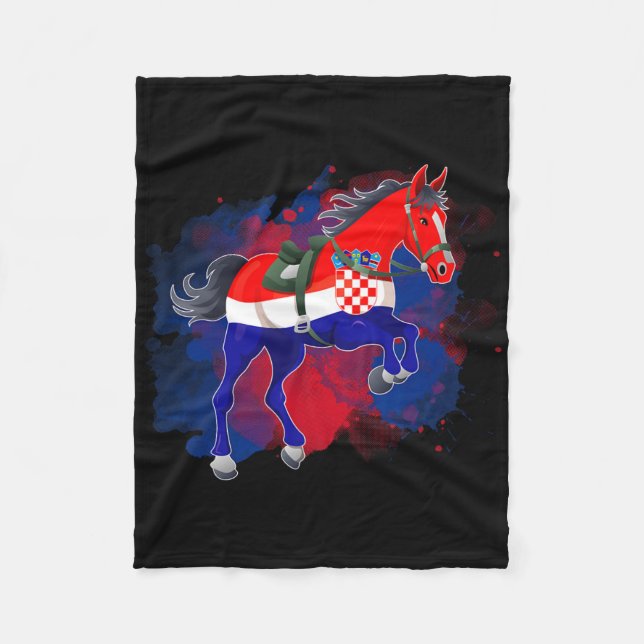 Reiten Kroatien Flagge Fleecedecke (Vorderseite)
