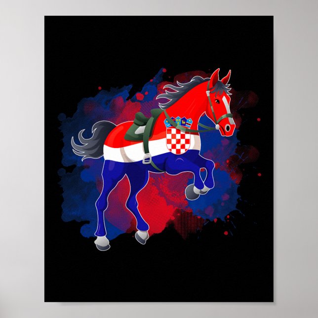 Reiten Kroatien Flagge Poster (Vorne)