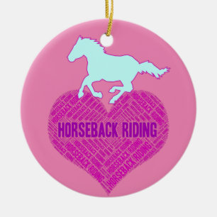 Reiten mit Wildpony Herz Keramik Ornament