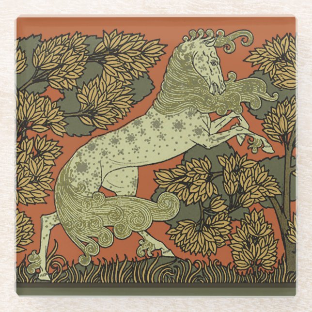 Reiten Mittelalterliche Kunst Kunsthandwerk Jugend Glasuntersetzer (Vorderseite)