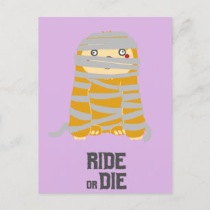 Reiten oder Die Mummy Sloth Halloween Postkarte
