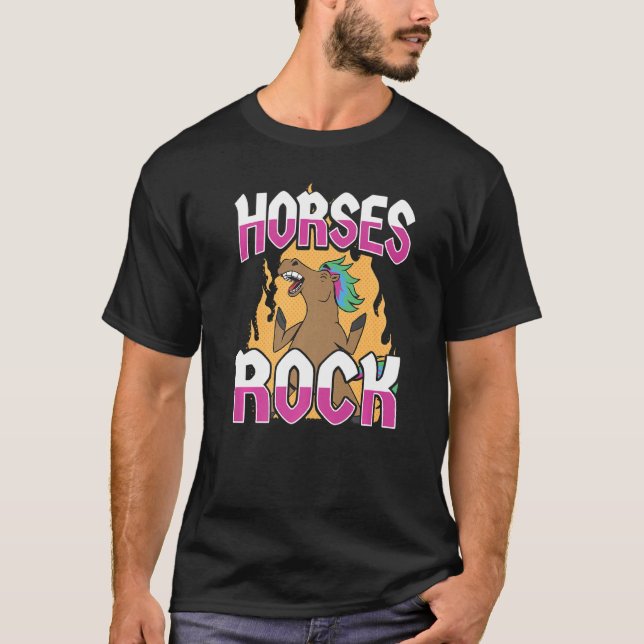 Reiten Pferde Rock Reiten T-Shirt (Vorderseite)