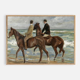 Reiten Sie am Strand, Vintage-Öl Poster