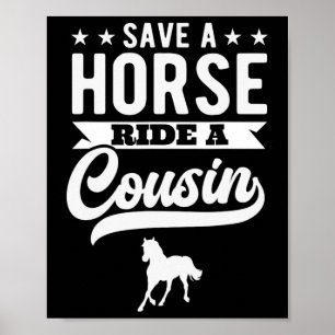 Reiten Sie ein Pferd auf dem Cousin Funny Horseck Poster